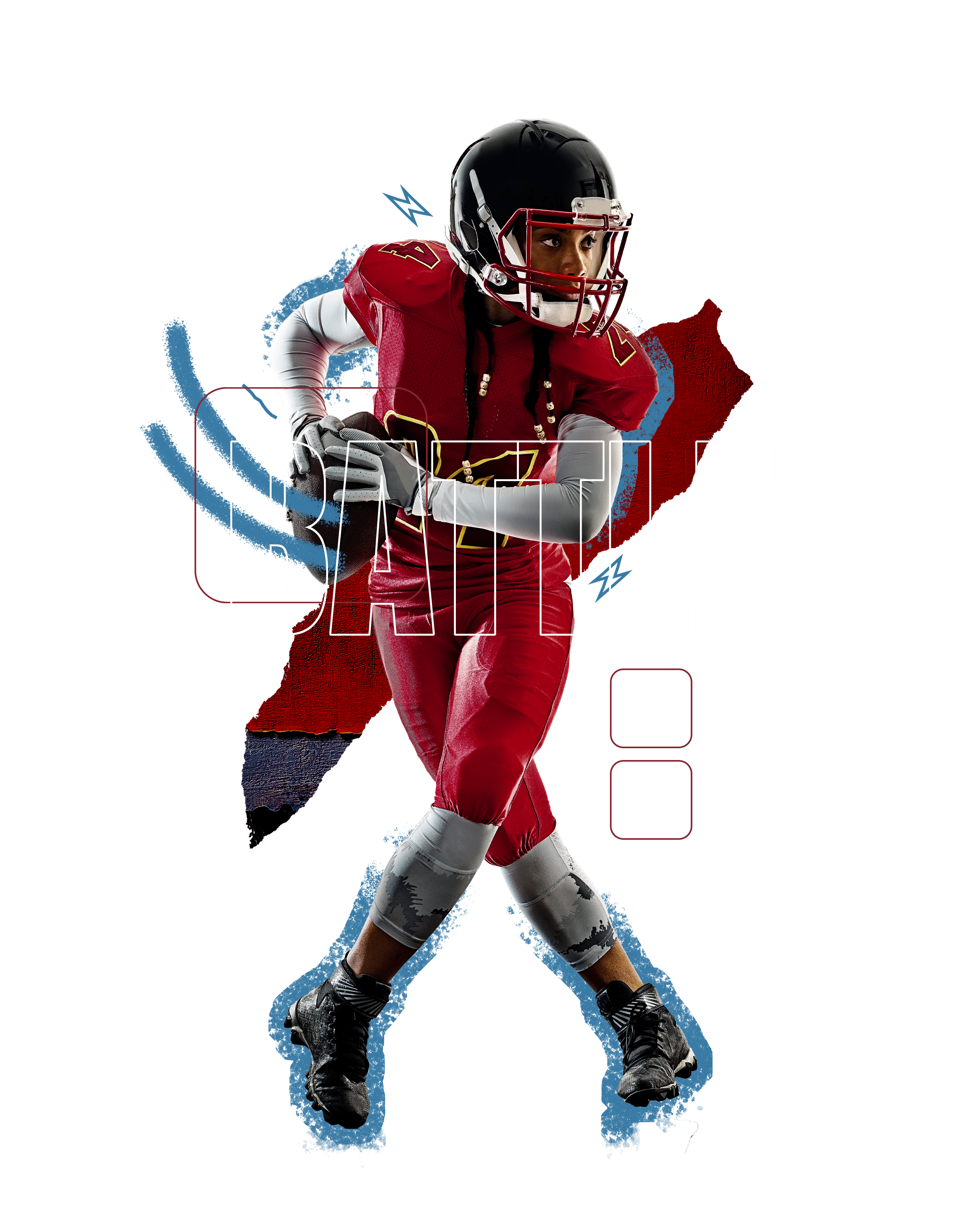 NFL player with ball and Battle written across them