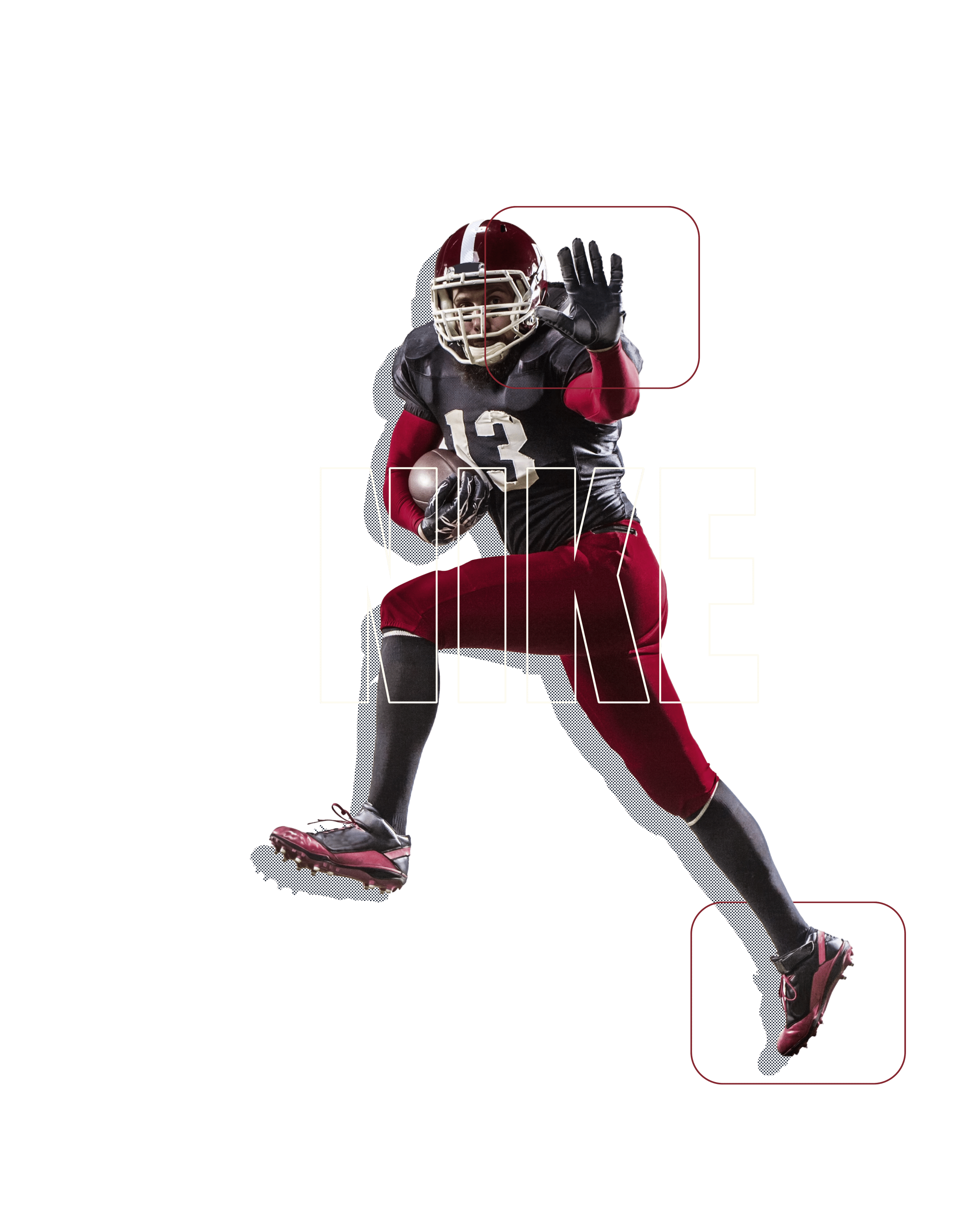 NFL player with ball and Nike written across them