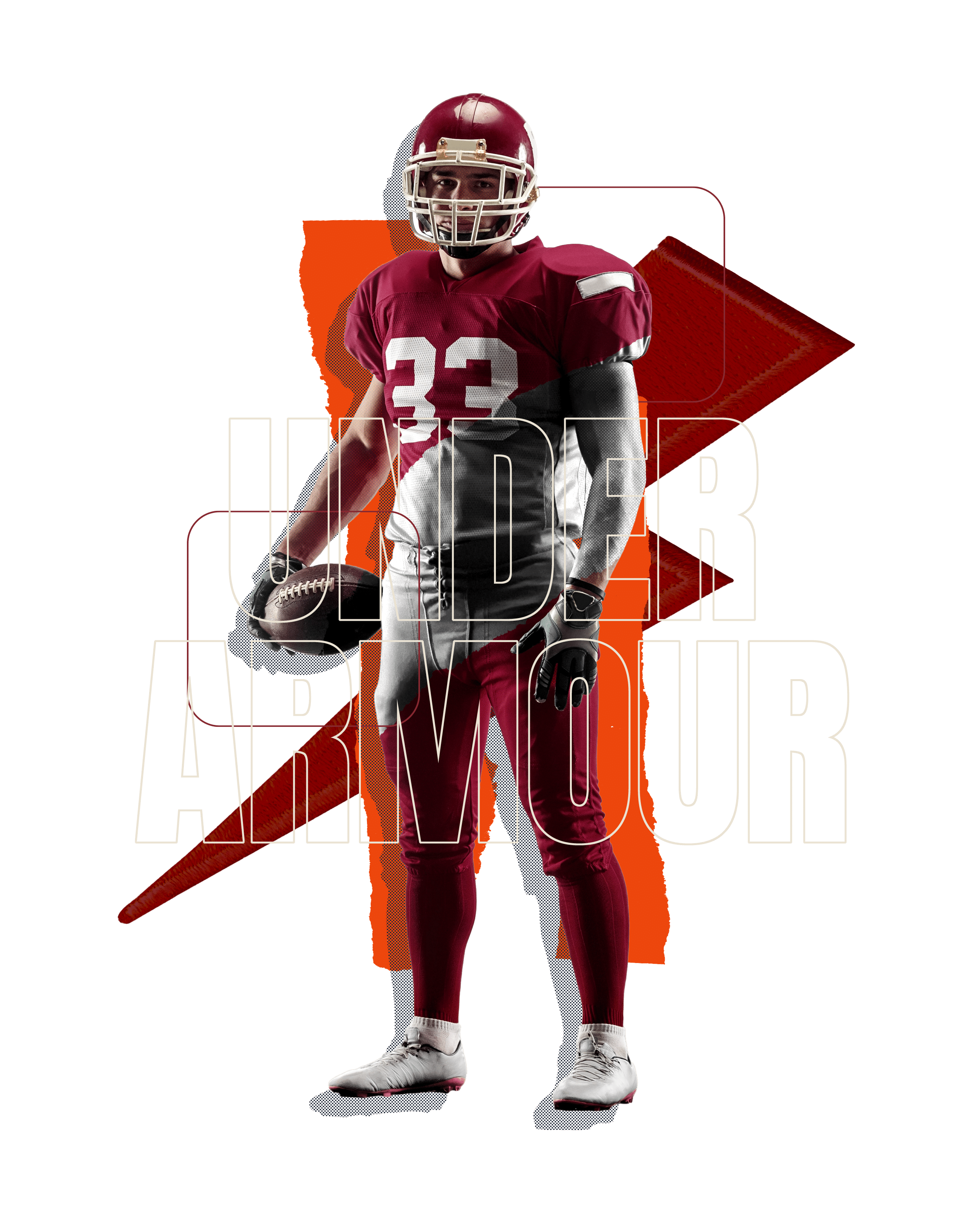 NFL player with ball and Under Armour written across them