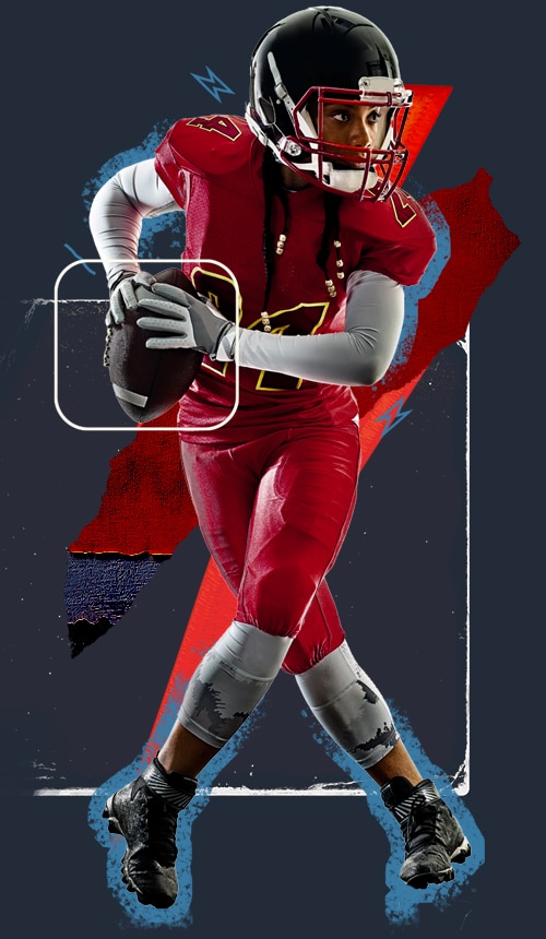 NFL player protecting the ball